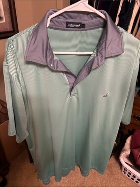 Southern Marsh Light Mint Polo with Gray Contrast Collar